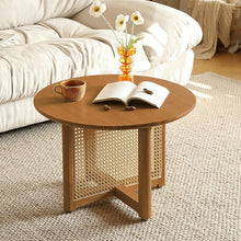 Modern Wood Round Coffee Table with Stainless Steel Legs and Plenty of Storage - ALINDA DECOR