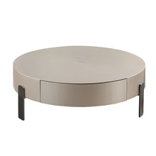 Modern Wood Round Coffee Table with Stainless Steel Legs and Plenty of Storage - ALINDA DECOR