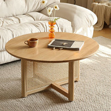 Modern Wood Round Coffee Table with Stainless Steel Legs and Plenty of Storage - ALINDA DECOR