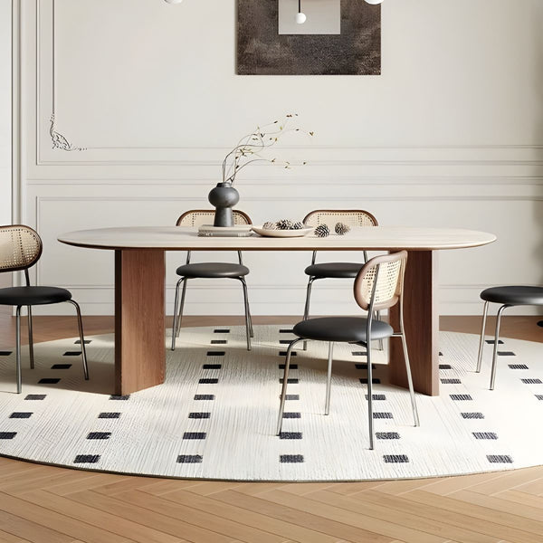 Natural Oval Stone Kitchen & Dining Table - ALINDA DECOR