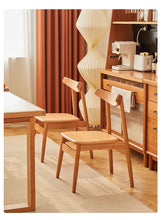 Nordic Dining Chair Solid Wood Chair Cherrywood Log Oak Minimalist Japanese Style Restaurant and Cafe Household Armchair - ALINDA DECOR