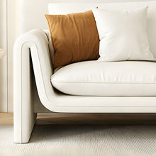 Off - White Sherpa Upholstered Scandinavian beck Sofa with Beige Cushions - ALINDA DECOR