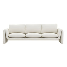 Off - White Sherpa Upholstered Scandinavian beck Sofa with Beige Cushions - ALINDA DECOR