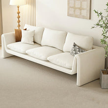 Off - White Sherpa Upholstered Scandinavian beck Sofa with Beige Cushions - ALINDA DECOR