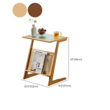 Scandinavian C Table with Clear Glass Rectangular Top and Wood Base - ALINDA DECOR