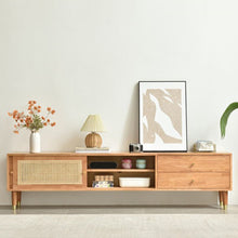 Scandinavian TV Stand with Drawers, 1 Exterior Shelf, 2 Cabinets, and Legs for Low Height - ALINDA DECOR