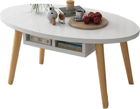 Side Table Oval Coffee Table, End Side Table, with Table Bucket, for Living Room Central Table,A,80 * 40 * 43cm(Size:120 * 60 * 43cm,Color:C) - ALINDA DECOR