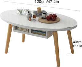 Side Table Oval Coffee Table, End Side Table, with Table Bucket, for Living Room Central Table,A,80 * 40 * 43cm(Size:120 * 60 * 43cm,Color:C) - ALINDA DECOR