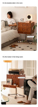 Sleek Sliva ตู้ไม้เก็บของ โต๊ะข้างเตียงหมุนได้ - ALINDA DECOR