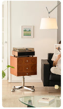 Sleek Sliva ตู้ไม้เก็บของ โต๊ะข้างเตียงหมุนได้ - ALINDA DECOR
